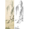 陈少梅竖幅工笔传统人物白描底稿-柳荫仕女-多种白描尺寸可选-CR14 商品缩略图0