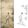 陈少梅竖幅工笔传统仕女人物-嫦娥白描底稿《玉兔嫦娥》-多种白描尺寸可选-CR06 商品缩略图0