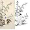 陈少梅竖幅工笔传统仕女人物白描底稿-《翠竹轻摇》-多种白描尺寸可选-CR03 商品缩略图0
