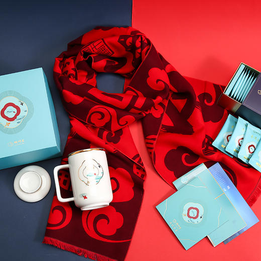 （永久下架）“鱼跃”金领围巾套装-百分百蚕丝 商品图1