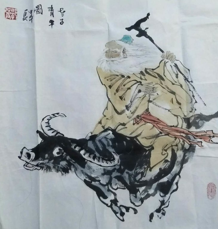 徐淑辉老师提供*郭强作品*【老子青牛图】*50cm*50cm