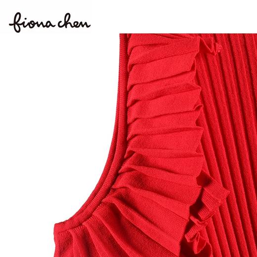 fionachen斐娜晨 2018春荷叶边百褶短袖露肩针织衫上衣女【待调整】 商品图2