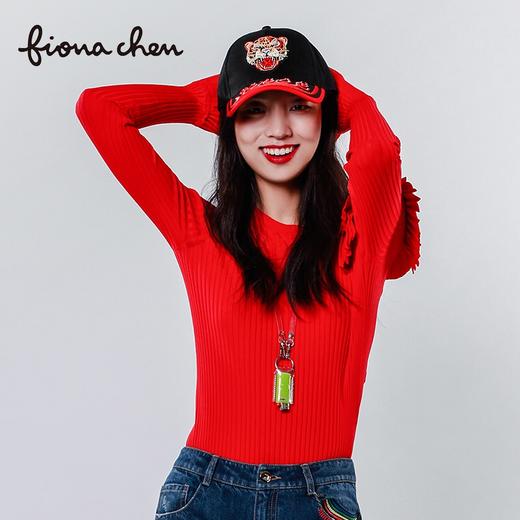 fionachen斐娜晨 2018春荷叶边百褶短袖露肩针织衫上衣女【待调整】 商品图0
