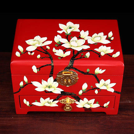 【平遥推光漆器】白玉兰花首饰盒结婚送礼 商品图0