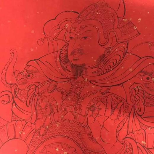 财神画 门神画 手工木板水印真金 福善平施 商品图0