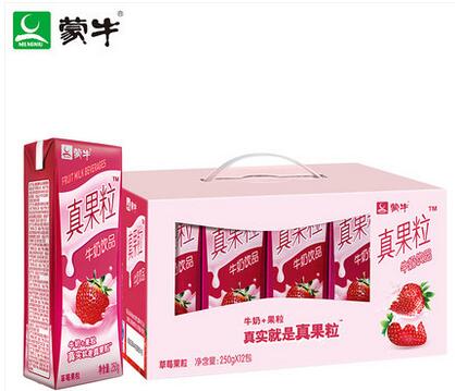 蒙牛真果粒草莓果粒牛奶饮品250ml*12盒