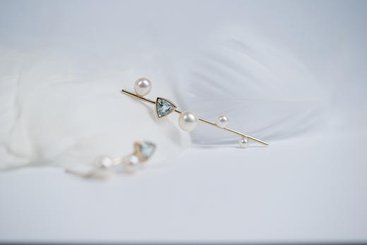 Pearl moments 夏凡设计 BLUE HEART 蓝色彗心海蓝宝石不对称耳环 商品图2