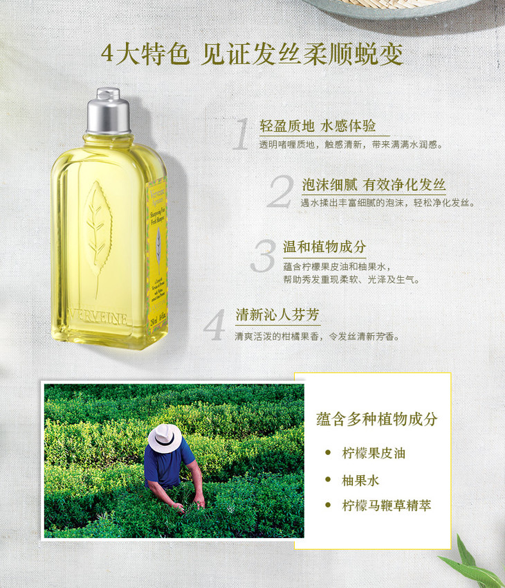 l"occitane 欧舒丹果漾马鞭草洗发露 shampooing frais verveine