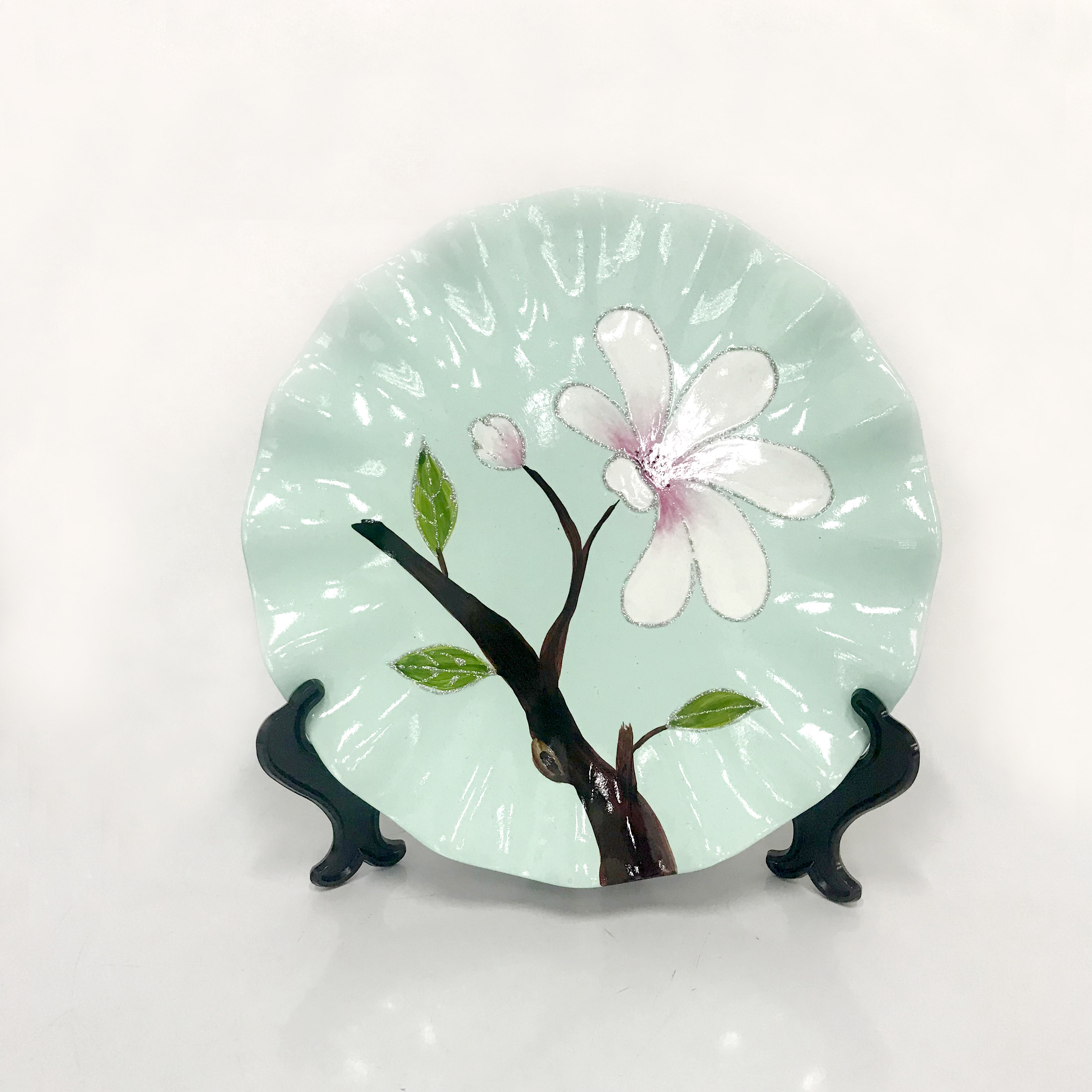 手绘蓝色盘子 家居装饰