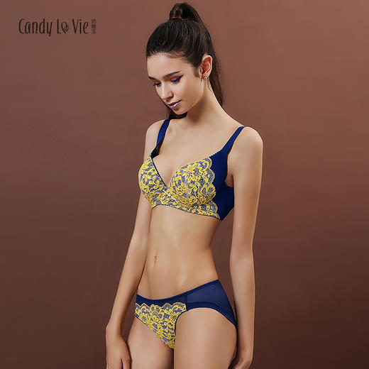 似锦文胸套装  云雀黄  棉感刺绣  101/121型文胸 奶糖派Candy La Vie 商品图0