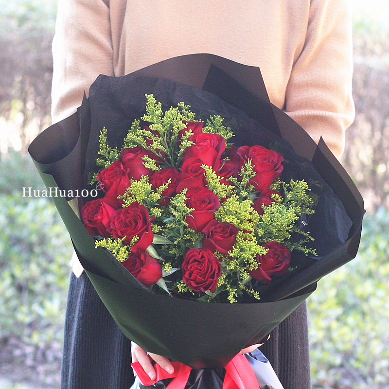 亲密爱人丨19朵红玫瑰花束