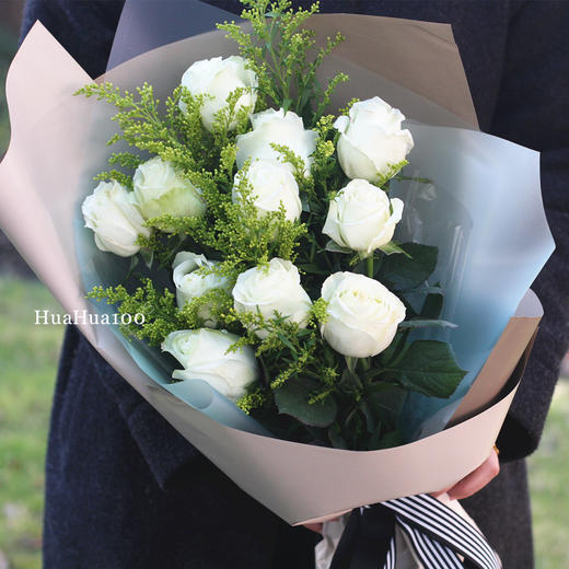 一心一意J款丨11朵白玫瑰花束 商品图1