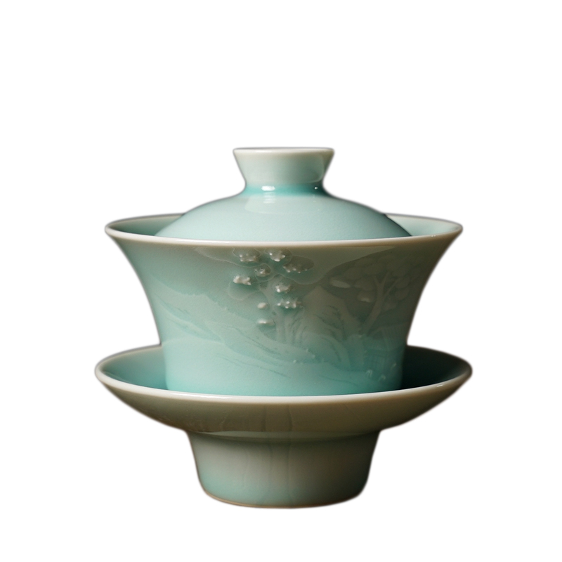 【本土久久】龙泉青瓷雷慧仙全手工盖碗茶杯 功夫茶具三才盖碗 陶瓷