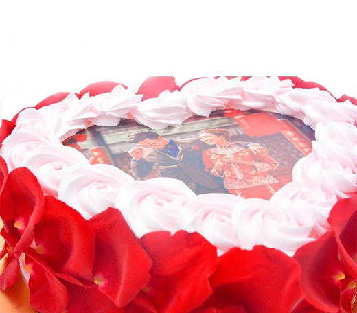 甜蜜瞬间~玫瑰花瓣照片蛋糕 商品图1