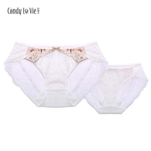 圆舞曲配套  刺绣内裤 香槟色 中腰女三角裤 207A015 商品图4
