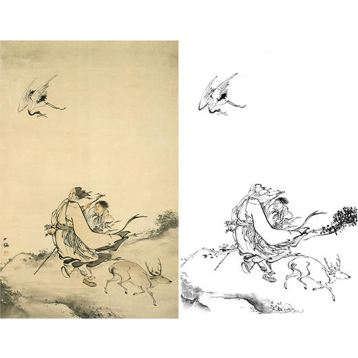 陈少梅竖幅工笔传统人物白描底稿-《东方朔》-多种白描尺寸可选-CR24 商品图0