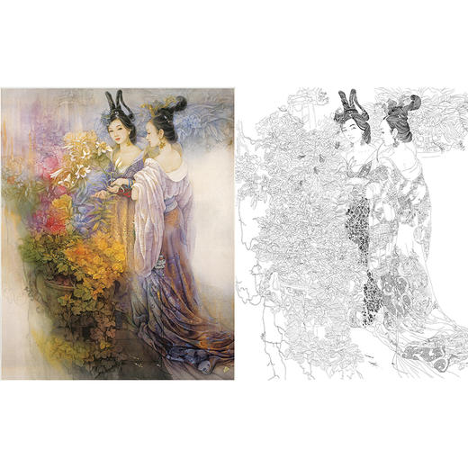 工笔传统人物白描底稿-工笔罗汉及仕女-纪淑文-斗方小品册页-JA03 商品图0