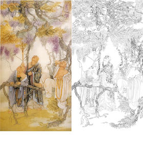 竖幅工笔传统人物白描底稿-工笔罗汉及仕女-纪淑文-JA09