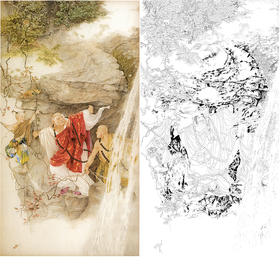 竖幅工笔传统人物白描底稿-工笔罗汉及仕女-纪淑文-JA11