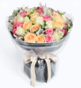 多彩的季节---玫瑰50枝（香槟玫瑰15枝，苏醒玫瑰18枝，白玫瑰17枝），搭配银叶菊6枝、相思梅6枝 墨绿色素染纸4张，英文玻璃纸2张，米白色/银灰色缎带各2米（1039） 商品缩略图0