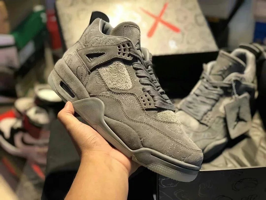 air jordan aj4乔4 kaws x air j 4"cool grey"超级联名休闲篮球鞋