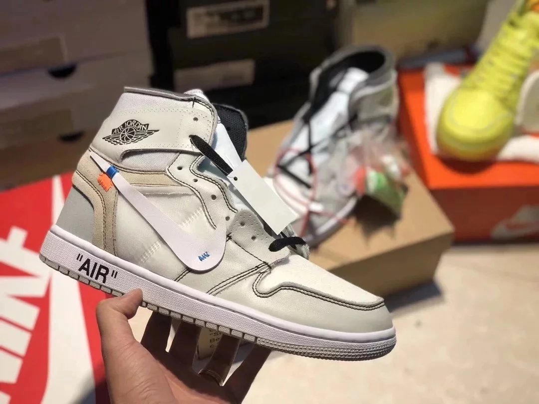 air jordan aj1去全白ow联名off-white男鞋篮球鞋 aq0818-100