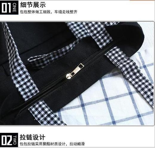 （包包）新款帆布包女单肩chic bag黑白格子蝴蝶结女包可定制 商品图3