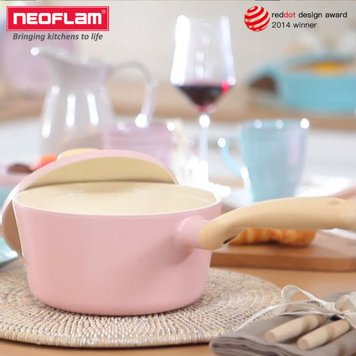 Neoflam 韩国新款18CM不粘陶瓷奶锅 1.8L小汤锅宝宝辅食锅 燃气灶电陶炉适用 商品图2