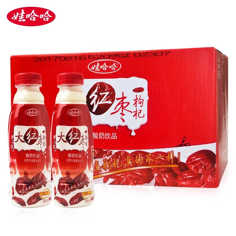 最新产 娃哈哈御上坊大红枣枸杞酸奶450ml*15瓶整箱早餐奶牛奶含乳