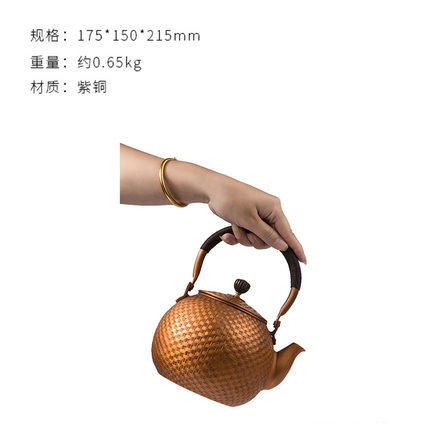 朱炳仁铜 竹报平安壶 紫铜抑菌茶具茶壶铜壶家居装饰摆件 工艺品 商品图2