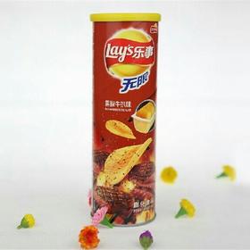 【零食】桶装乐事薯片黑椒牛扒味104g/盒