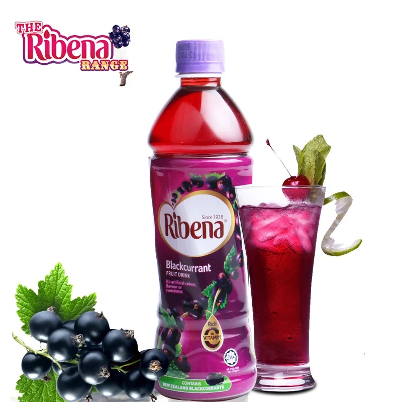 ribena 利宾纳黑加仑子饮品/黑加仑子草莓味饮品 500ml