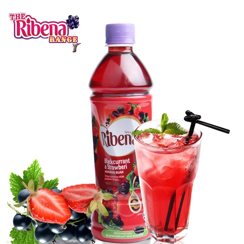 ribena 利宾纳黑加仑子饮品/黑加仑子草莓味饮品 500ml