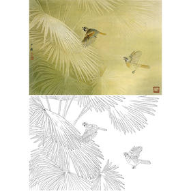 工笔花鸟白描底稿-周中耀《赴约》-斗方小品册页-多种白描尺寸可选-ZT30