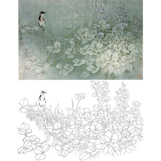 横幅工笔花鸟白描底稿-周中耀《田家小景》-多种白描尺寸可选-ZT31 商品图0