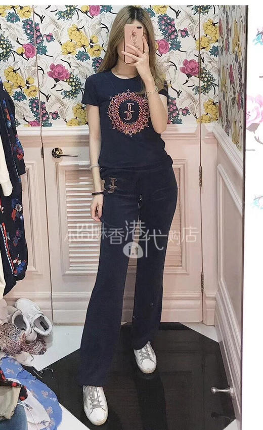  手工贴钻花朵水钻 纯棉t恤 商品图14