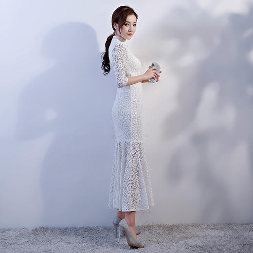 GR-3001新款鱼尾中袖修身时尚优雅蕾丝旗袍 商品图1