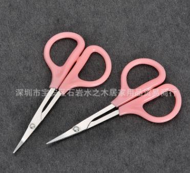 【居家】。粉色弯头美容小剪刀 针线包剪刀不锈钢迷你家用剪刀 商品图2