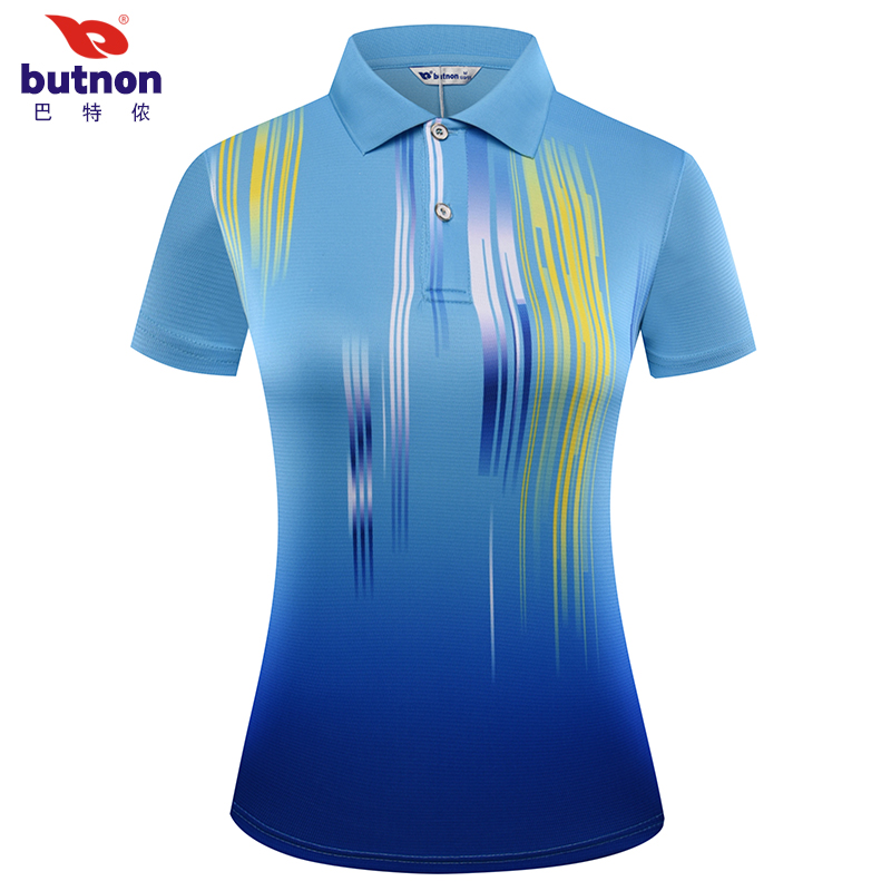 8156巴特侬女式运动polo衫反领短袖T恤 撞色彩色体恤女速干透气羽毛球服