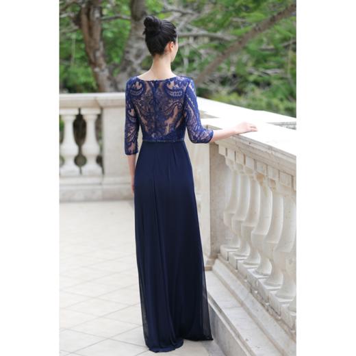 雅致蕾丝长袖晚礼服 商品图1
