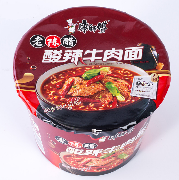 康师傅老陈醋酸辣牛肉面 122克/桶 方便面