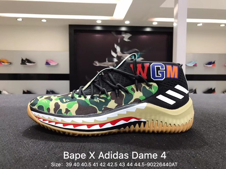 阿迪达斯bape x adidas dame 4利拉德4代bape联名鲨鱼