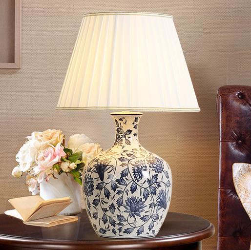 【家居百货】。新中式青花瓷台灯 家居卧室书房温馨氛围灯青花瓷台灯 商品图0