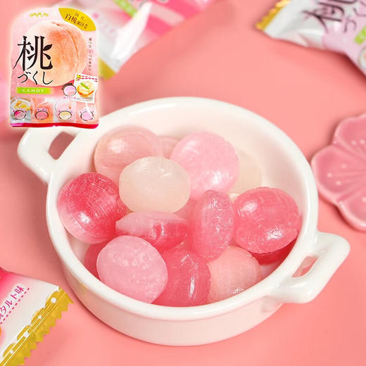 日本进口零食扇雀饴本铺5种类白桃果汁夹心糖蜜桃味水果糖硬糖81g 商品图1
