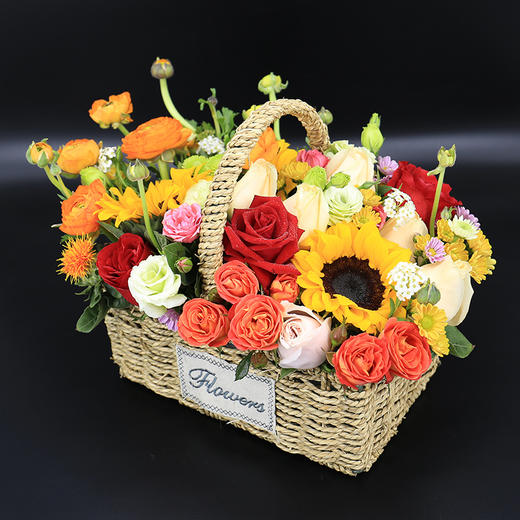 康乃馨混搭手提花篮-母亲节教师节中秋节感恩节送妈妈老师女性长辈