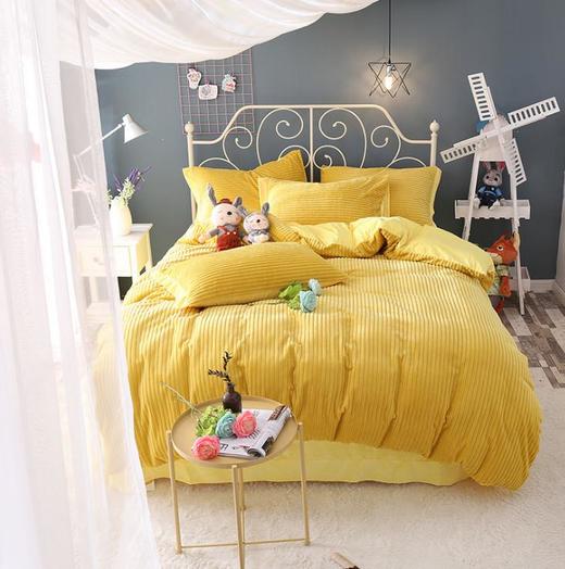 【床上用品】。日韩系水晶绒针织立体条绒四件套 秋冬保暖加厚床上用品床单被套 商品图1