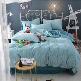 【床上用品】。日韩系水晶绒针织立体条绒四件套 秋冬保暖加厚床上用品床单被套