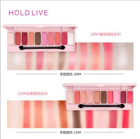 【眼影】。HOLD LIVE90后绯粉樱花眼影 10色珠光哑光湿粉人鱼姬桃花妆眼影盘 商品图5
