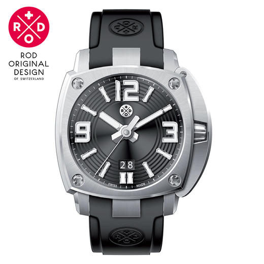 瑞士ROD ICONIC GRANDE DATE系列石英腕表38/42/46可选（黑盘银壳） 商品图0