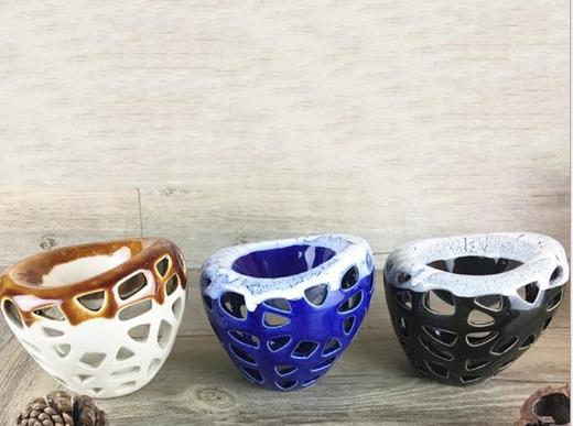 【创意家居】。创意时尚鸟巢 陶瓷冰裂釉镂空香薰精油灯炉现代家居摆设 商品图4